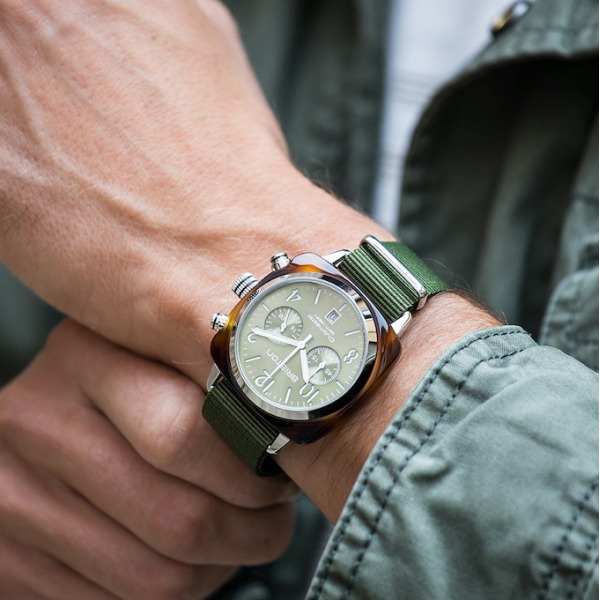 Montre Briston Clubmaster Classic Acétate Bracelet Nato Vert Olive