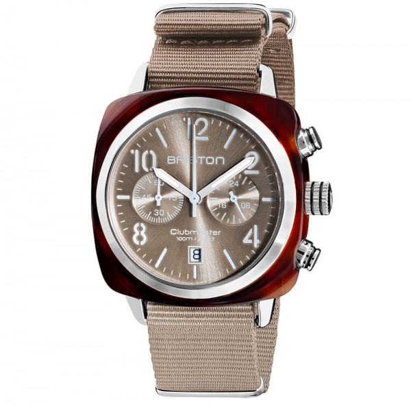 Montre Briston Clubmaster Classic Acétate Bracelet Nato Gris Taupe