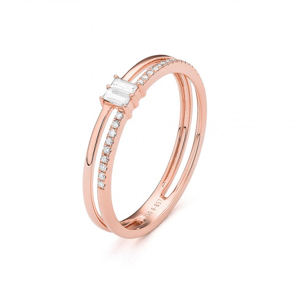 Bague Daniel Gerard Smart Baguette Or Rose & Diamants