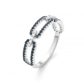 Bague Daniel Gerard Smart Link Or Blanc & Saphirs Bleus