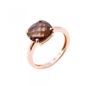 Bague Cesare Pompanon Poppy Blue Petit Modèle Quartz Fumé, Or rose