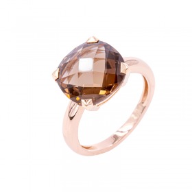 Bague Cesare Pompanon Poppy Blue Moyen Modèle Quartz Fumé, Or rose