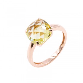 Bague Cesare Pompanon Poppy Blue Petit Modèle Quartz Lemon, Or rose