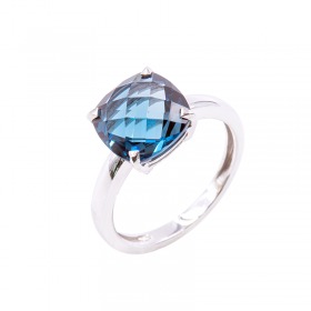 Bague Cesare Pompanon Poppy Blue Petit Modèle Topaze London Blue, Or blanc