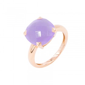 Bague Cesare Pompanon poppy blue moyen modèle Jade Lavande, Or rose