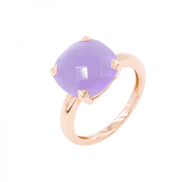 Bague Cesare Pompanon poppy blue moyen modèle Jade Lavande, Or rose