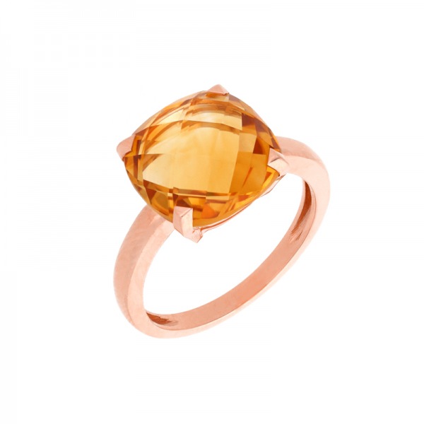 Bague Cesare Pompanon poppy blue moyen modèle Citrine Madère, Or rose