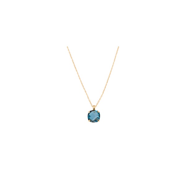 Collier Cesare Pompanon poppy blue Topaze London Blue, Or rose