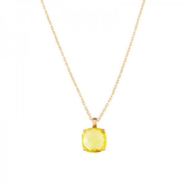 Collier Cesare Pompanon poppy blue Quartz Lemon, Or rose