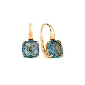 Boucles d'oreilles Cesare Pompanon poppy blue Topaze London Blue, Or rose