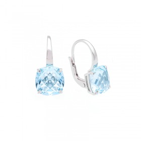 Boucles d'oreilles Cesare Pompanon poppy blue Topaze Bleue, Or blanc