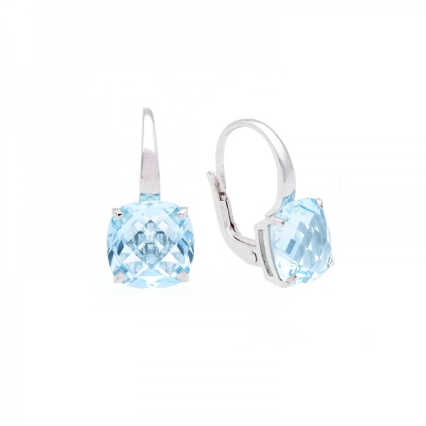 Boucles d'oreilles Cesare Pompanon poppy blue Topaze Bleue, Or blanc