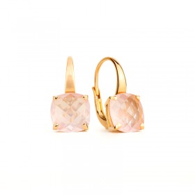 Boucles d'oreilles Cesare Pompanon poppy blue Quartz Rose, Or rose