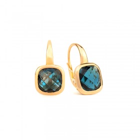 Boucles d'oreilles Cesare Pompanon poppy blue Topaze London Blue, Or rose