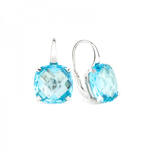 Boucles d'oreilles Cesare Pompanon poppy blue Topaze Bleue, Or blanc