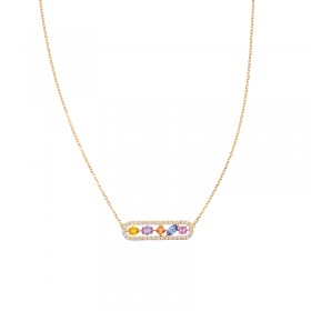 Collier Cesare Pompanon Tutti Frutti Saphirs de Couleurs, Diamants, Or rose