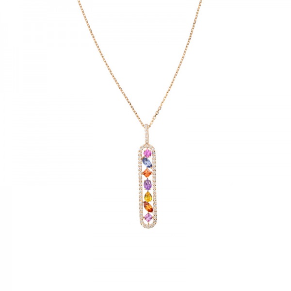 Collier Cesare Pompanon Tutti Frutti Saphirs de Couleurs, Diamants, Or rose (Copie)