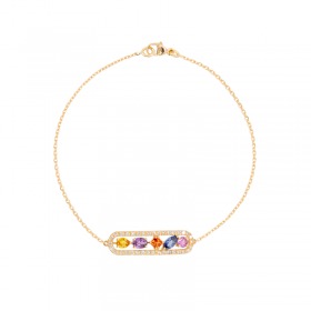 Bracelet Cesare Pompanon Tutti Frutti Saphirs de Couleurs, Diamants, Or rose