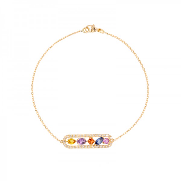 Bracelet Cesare Pompanon Tutti Frutti Saphirs de Couleurs, Diamants, Or rose