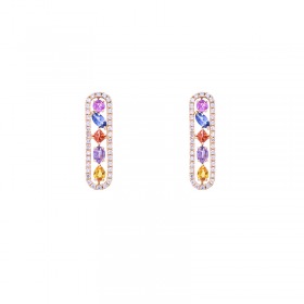 Boucles d’oreilles Cesare Pompanon Tutti Frutti Saphirs de Couleurs, Diamants, Or rose