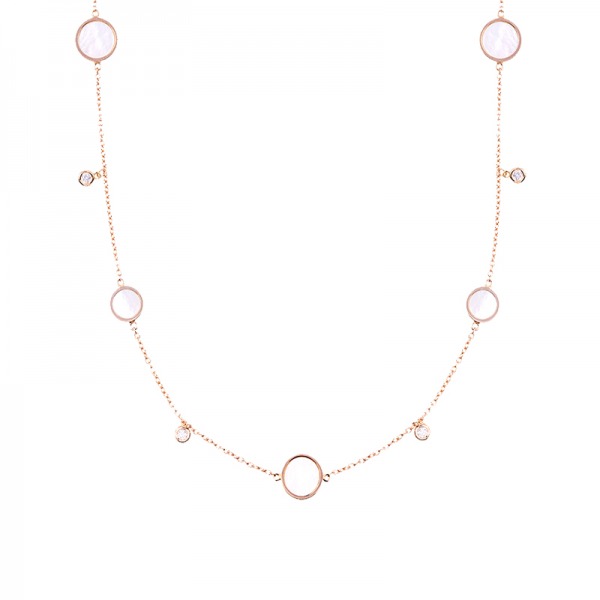 Collier Cesare Pompanon Buona Fortuna Nacre Blanche, Diamants, Or rose