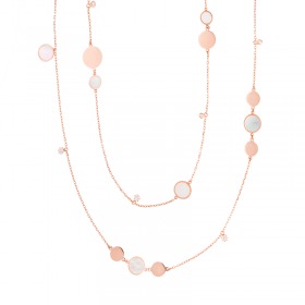 Sautoir Cesare Pompanon Buona Fortuna Nacre Blanche, Diamants, Or rose