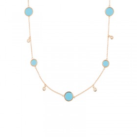 Collier Cesare Pompanon Buona Fortuna Turquoise, Diamants, Or rose