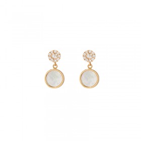 Boucles Cesare Pompanon Buona Fortuna Nacre Blanche, Diamants, Or rose