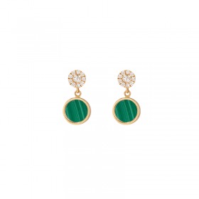Boucles Cesare Pompanon Buona Fortuna Malachite, Diamants, Or rose