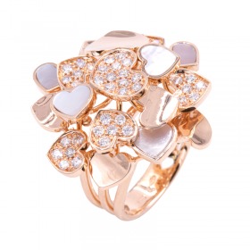 Bague Cesare Pompanon Amore Nana Nacre Blanche, Diamants, Or rose