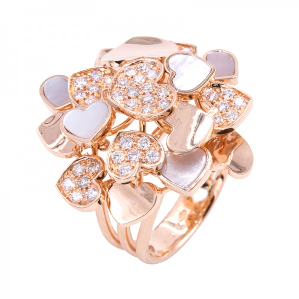 Bague Cesare Pompanon Amore Nana Nacre Blanche, Diamants, Or rose