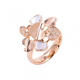 Bague Cesare Pompanon Amore Nana Nacre Blanche, Diamants, Or rose
