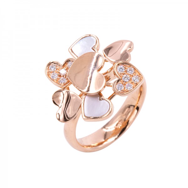 Bague Cesare Pompanon Amore Nana Nacre Blanche, Diamants, Or rose