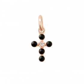 Pendentif gigi CLOZEAU Pendentif Croix Perlée Or Rose & Diamant