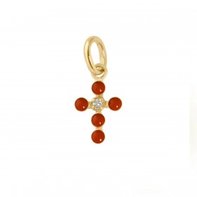 Pendentif gigi CLOZEAU Pendentif Croix Perlée Or Jaune & Diamant