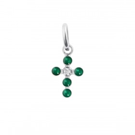 Pendentif gigi CLOZEAU Pendentif Croix Perlée Or Blanc & Diamant