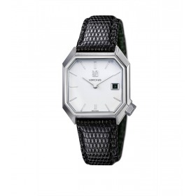 Montre MARCH LA.B Mansart Automatique Cadran White Date Bracelet Lézard Noir