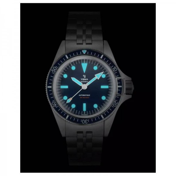 Montre Yema Superman 500 Classic automatique cadran bleu bracelet acier 39 mm