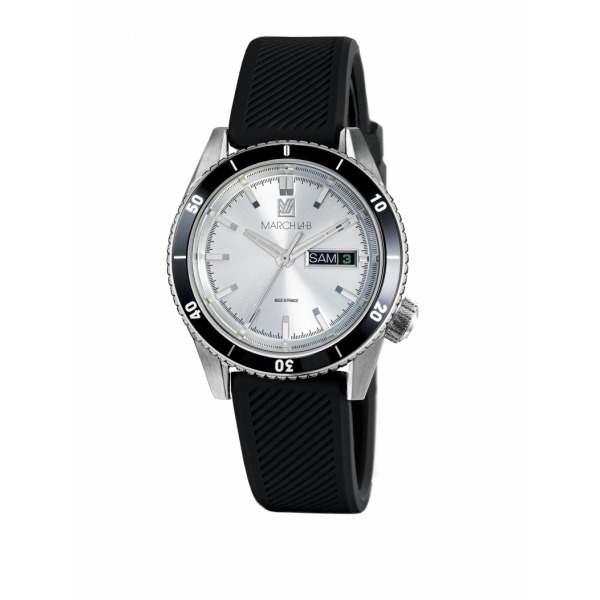 Montre MARCH LA.B Bonzer Électrique Cadran White Bracelet Silicone Noir