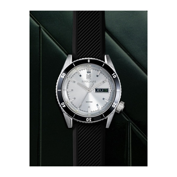 Montre MARCH LA.B Bonzer Électrique Cadran White Bracelet Silicone Noir