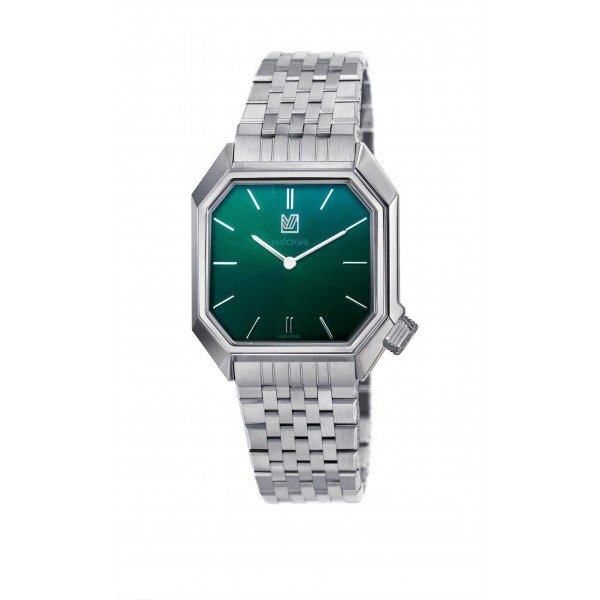 Montre MARCH LA.B Mansart Electric Forest cadran laqué vert bracelet Acier