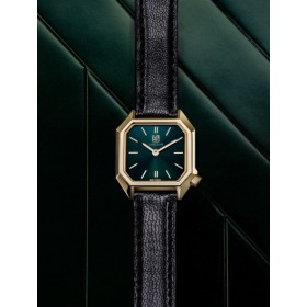Montre MARCH LA.B Lady Mansart Electrique Cadran Emeraude Bracelet Chevreau Noir