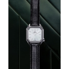 Montre MARCH LA.B Lady Mansart Electrique Cadran White Bracelet Chevreau Noir