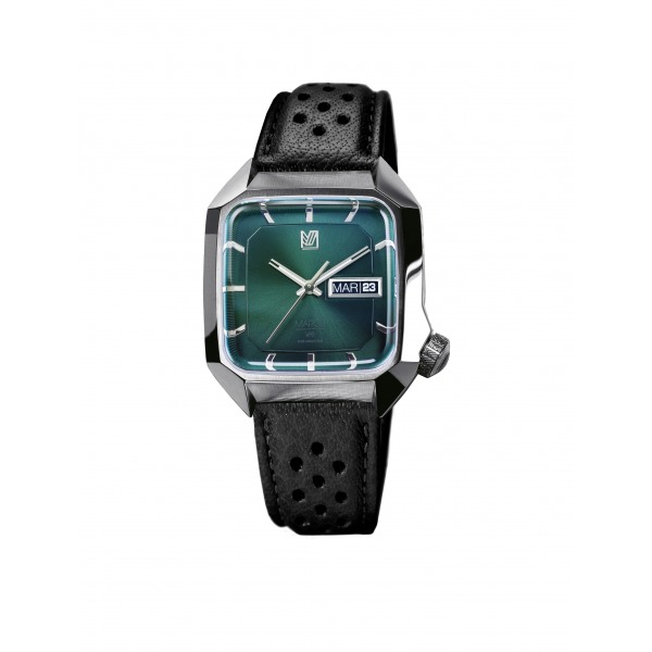 Montre MARCH LA.B AM2 Electrique 39mm Cadran Forest Bracelet Buffle Perforé Noir