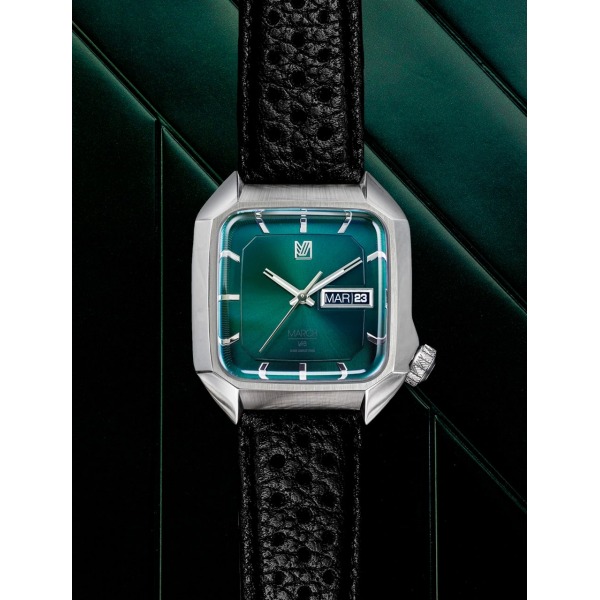 Montre MARCH LA.B AM2 Electrique 39mm Cadran Forest Bracelet Buffle Perforé Noir