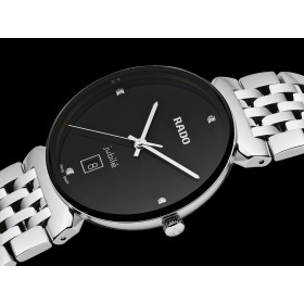 Montre Rado Florence Classic Diamonds Quartz Cadran Noir Bracelet Acier