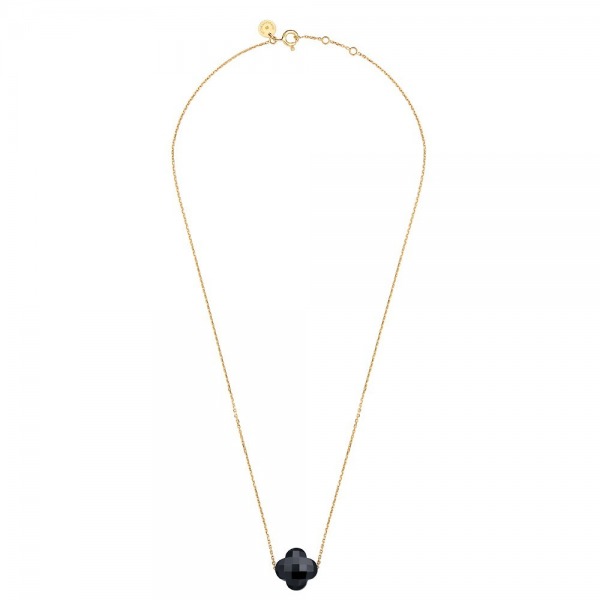 Collier Morganne Bello Or Jaune Trèfle Onyx