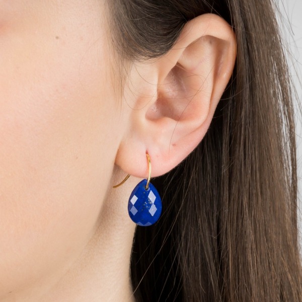 Boucles D'oreilles Morganne Bello Or Jaune Lapis Lazuli