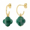 Boucles D'oreilles Morganne Bello Or Jaune Agate Verte Petit Trefle