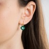 Boucles D'oreilles Morganne Bello Or Jaune Agate Verte Petit Trefle